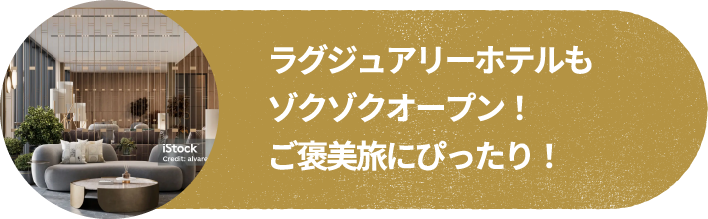ラグジュアリーホテルもゾクゾクオープン！ご褒美旅にぴったり！